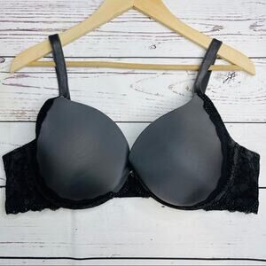 Torrid grey black lace padded pushup bra